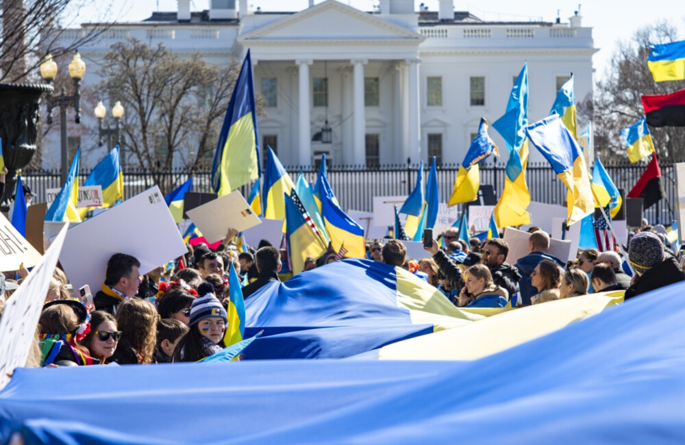 Concentración por Ucrania en Washington, DC, febrero de 2022