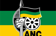 African National Congress flag and logo.