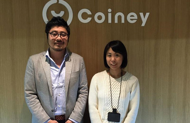 Coiney founder and CEO Naoko Samata (R) with colleague Shinnosuke Io in Tokyo, November 2015. PHOTO: Devin Stewart