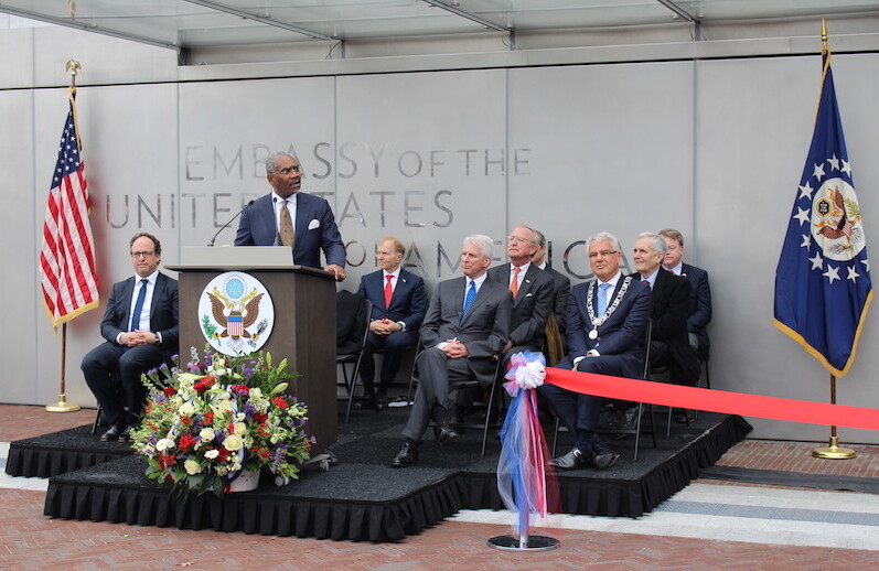 Rep. Gregory Meeks (D-NY) at the opening of the new U.S. Embassy in the Netherlands. <br>CREDIT: <a href="https://www.flickr.com/photos/usembassythehague/41045807391">U.S. Embassy The Hague <a href="https://creativecommons.org/licenses/by-nd/2.0/">(CC)</a>.