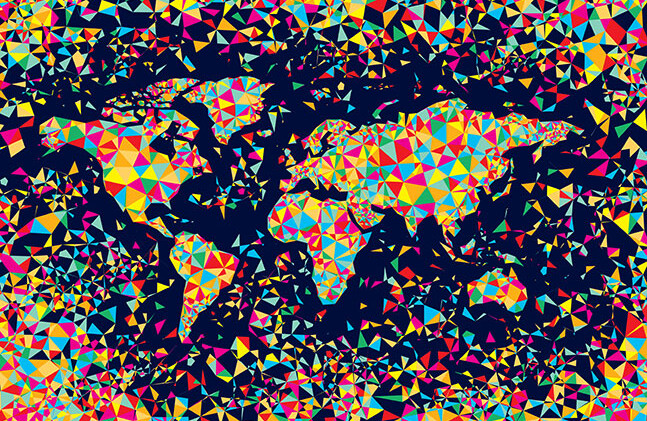 CREDIT: <a href="http://www.shutterstock.com/pic-225614590/stock-vector-multic-olored-mosaic-world-map-eps-cmyk-organized-by-layers-global-colors-gradients-free.html" target="_blank">Shutterstock</a>