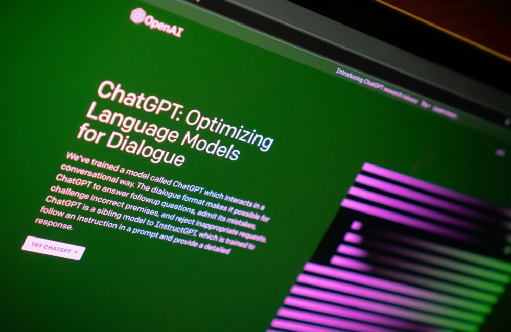 ChatGPT homepage on a computer screen