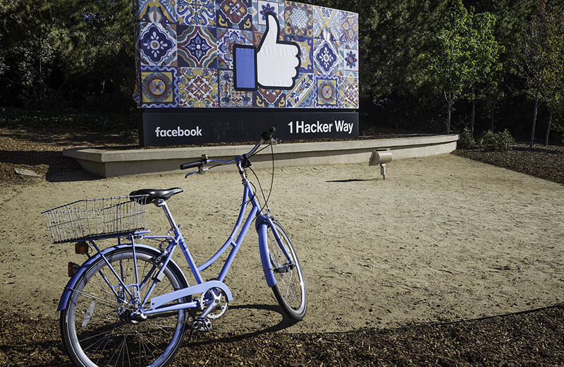 Facebook Headquarters - 1 Hacker Way in Silicon Valley, California. <A href=https://www.flickr.com/photos/jikatu/22339401336>CREDIT: Jimmy Baikovicius (CC)</a>
