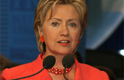 Democratic candidate Hillary Clinton has <br>called for a timeout on trade agreements. <br>Photo by <a href="http://flickr.com/photos/83681952@N00/744250138/">Llima Orosa</a> (<a href="http://creativecommons.org/licenses/by-nc-sa/2.0/deed.en-us">CC</a>).