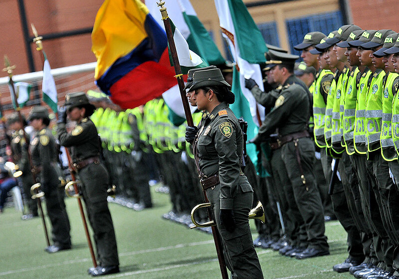 National Police of Colombia. <a href=https://commons.wikimedia.org/wiki/File:Colombian_Police_(13723171433).jpg>CREDIT: Wikimedia (CC)</a>