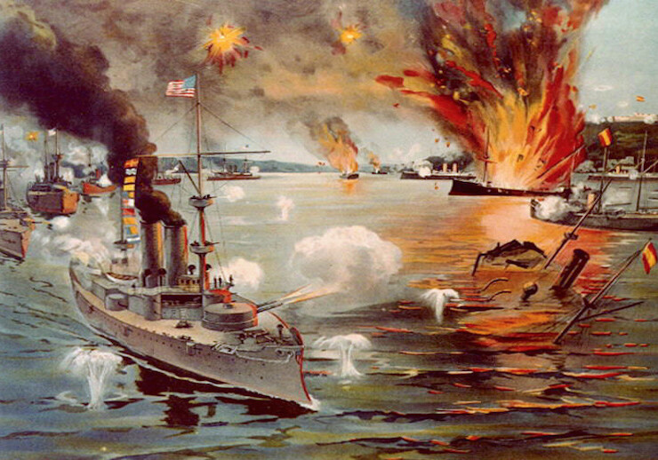 The Battle of Manila Bay, May 1898. CREDIT: <a href="https://commons.wikimedia.org/wiki/File:USS_Olympia_art_NH_91881-KN_cropped.jpg">Wikimedia/Public Domain</a>