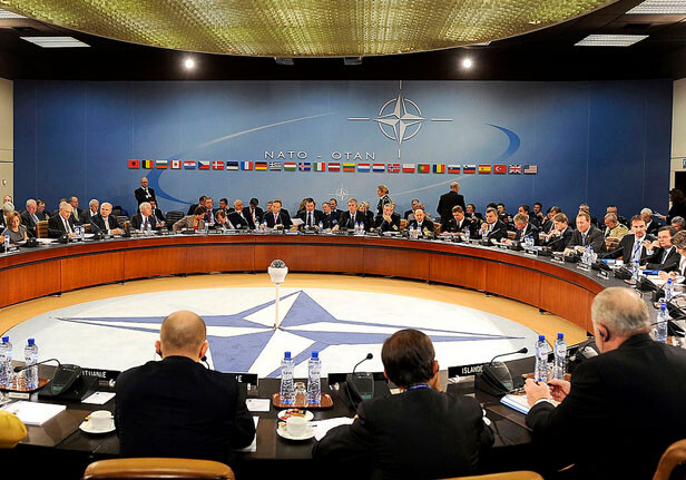 NATO Headquarters Meeting. CREDIT: U.S. Department of Defense, <a href="http://en.wikipedia.org/wiki/File:NATO_Ministers_of_Defense_and_of_Foreign_Affairs_meet_at_NATO_headquarters_in_Brussels_2010.jpg">Wikimedia Commons</a>