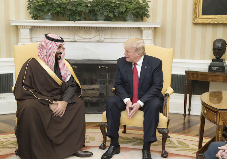 President Trump with Crown Prince Mohammed bin Salman, March 2017. CREDIT: <a href="https://www.flickr.com/photos/whitehouse/33971295103/in/photostream/">The White House</a> (Public Domain)