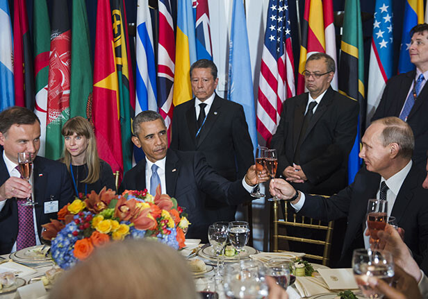 Presidents Obama and Putin at UN Luncheon, September 28, 2015. CREDIT: <a href="https://www.flickr.com/photos/un_photo/21769577406" target="_blank">United Nations Photo</a>
