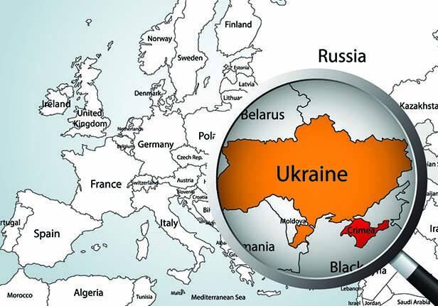 CREDIT: <a href="http://www.shutterstock.com/pic-185288330/stock-vector-magnifying-glass-over-map-of-europe-part-of-asia-and-africa-focusing-ukraine-and-crimea-peninsula.html" target="_blank">Shutterstock</a>