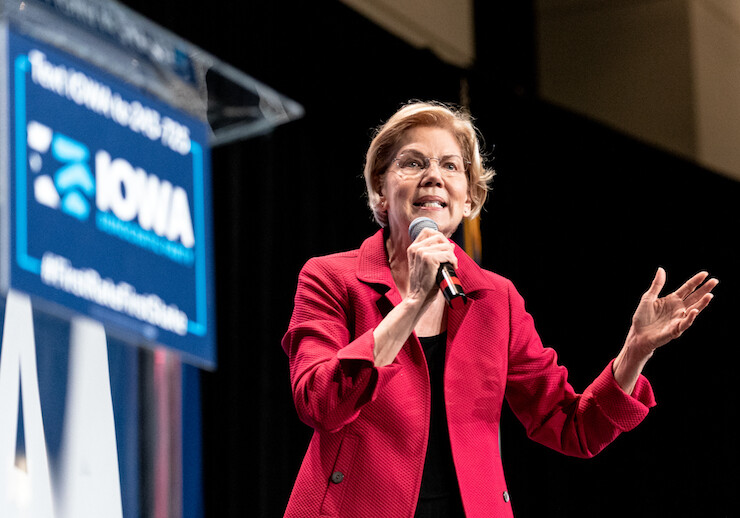 Senator Elizabeth Warren in Iowa, June 2019. CREDIT: <a href="https://www.flickr.com/photos/number7cloud/48037984057/">Lorie Shaull</a> <a href'="https://creativecommons.org/licenses/by-sa/2.0/"(CC)</a>
