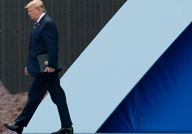 President Donald J. Trump walks off the stage at the Southsea Common in Portsmouth, England. CREDIT: <a href=https://www.flickr.com/photos/whitehouse/48012260898/>The White House (CC)</a>.