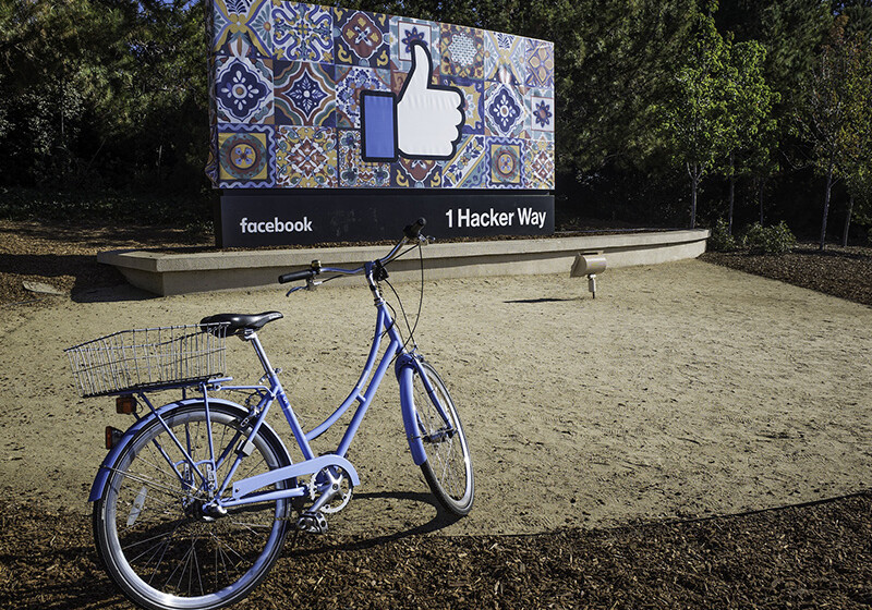 Facebook Headquarters - 1 Hacker Way in Silicon Valley, California. <A href=https://www.flickr.com/photos/jikatu/22339401336>CREDIT: Jimmy Baikovicius (CC)</a>