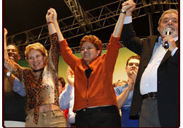 <a href="http://www.flickr.com/photos/aloiziomercadante/5099722401/" target=_blank">Dilma Rousseff (center)  and Lula</a>. <br>Aloizio Mercadante <a hfer="http://creativecommons.org/licenses/by-nc-sa/2.0/deed.en" target=_blank">(CC)</a>