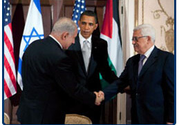 Presidents Obama, Abbas, and Prime Minister Netanyahu<br>CREDIT: <a href="http://www.whitehouse.gov/blog/Trilateral" target="_blank">Official White House photo by Samantha Appleton</a>
