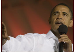 Barack Obama. Credit:  <a href="http://www.flickr.com/photos/barackobamadotcom/2809826185/in/set-72157607021022453/" target=_blank">Barak Obama's Photostream </a>
