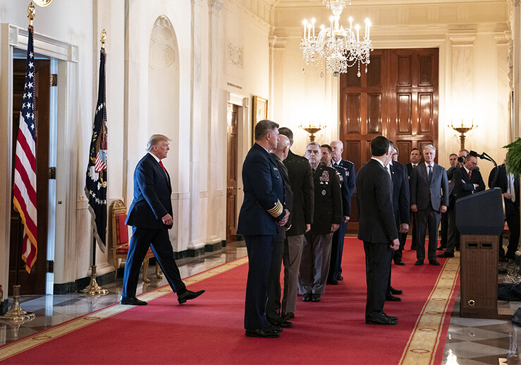 President Trump delivers remarks on Jan. 8, 2020 at the White House. <a href=https://www.flickr.com/photos/whitehouse/49351700228/>Official White House Photo by Joyce N. Boghosian/Public Domain</a>.