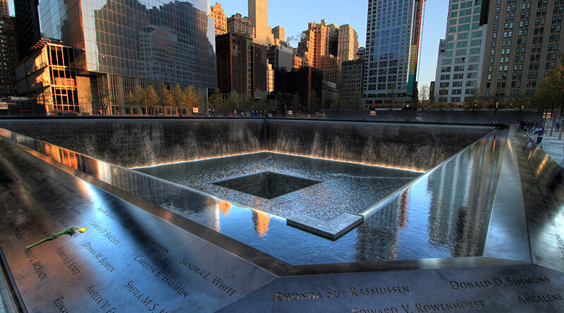 Reflection pool at the National September 11 Memorial & Museum in New York City. CREDIT: <a href="https://flic.kr/p/ei68SS">Steve Gardner</a> <a href="https://creativecommons.org/licenses/by/2.0/">(CC)</a>