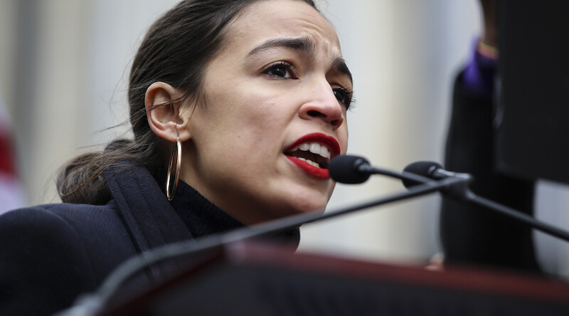Rep. Alexandria Ocasio-Cortez (D-NY) at the 2019 Women's March in New York City, January 2019. CREDIT: <a href="https://www.flickr.com/photos/98346767@N04/46115223655">Dimitri Rodriguez </a><a href="https://creativecommons.org/licenses/by/2.0/">(CC)</a>