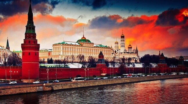 The Kremlin, Moscow. CREDIT: <a href="www.shutterstock.com/pic-165671768/stock-photo-winter-red-sunset-in-moscow-russia-the-grand-kremlin-palace-and-kremlin-wall.html">Shutterstock</a>