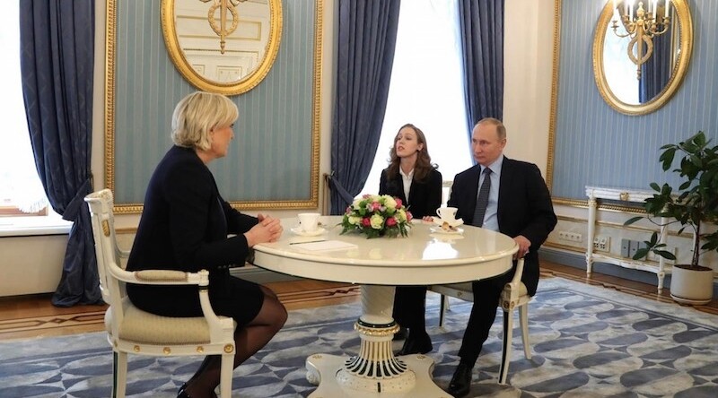 Marine Le Pen and Vladimir Putin,  Moscow, March 2017. CREDIT: <a href="http://www.kremlin.ru/events/president/news/54102/photos/47601">The Russian Presidential Press and Information Office</a>