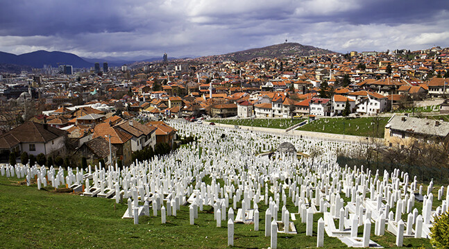 Sarajevo, Bosnia and Herzegovina via <a href="http://www.shutterstock.com/pic-134191220/stock-photo-sarajevo-bosnia-and-herzegovina.html">Shutterstock</a>