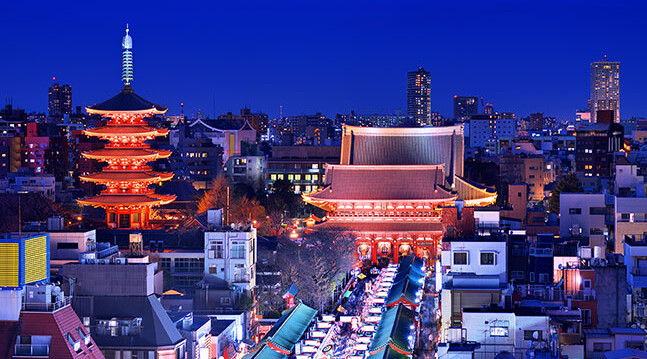 <a href="http://www.shutterstock.com/pic-129779477/stock-photo-senso-ji-temple-in-tokyo-japan.html">Senso-Ji Temple in Tokyo</a> via Shutterstock