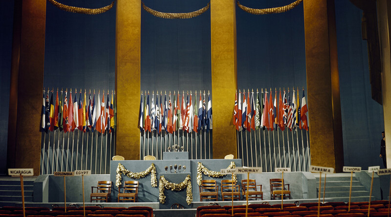 War Memorial Opera House, San Francisco Conference, 1945 CREDIT: <a href="https://www.flickr.com/photos/un_photo/33458298163/in/album-72157616945763028/">United Nations</a>