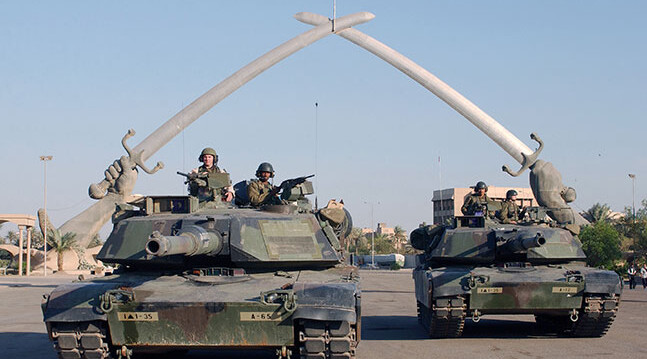 U.S. Army in Baghdad, November 2003. CREDIT: <a href="https://en.wikipedia.org/wiki/Iraq_War#/media/File:UStanks_baghdad_2003.JPEG">Technical Sergeant John L. Houghton, Jr., USAF</a>