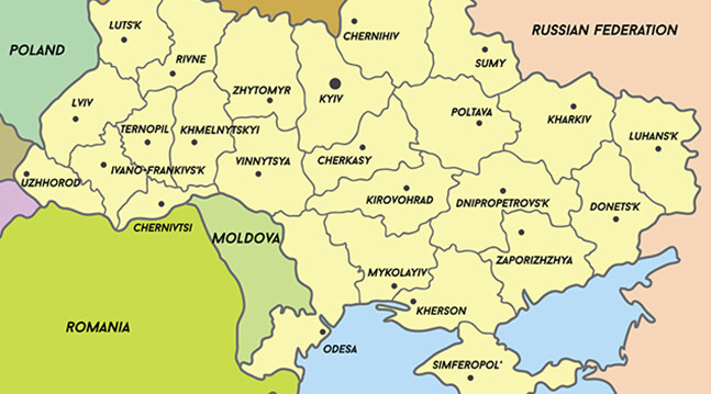 <a href="http://www.shutterstock.com/pic-182613149/stock-vector-map-of-ukraine-subdivisions-of-ukraine-vector.html">Map of Ukraine</a> via Shutterstock