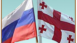 Flags of Russia and Georgia