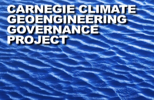 Projet Carnegie de gouvernance de la géo-ingénierie climatique http://tinyurl.com/zpx49p2