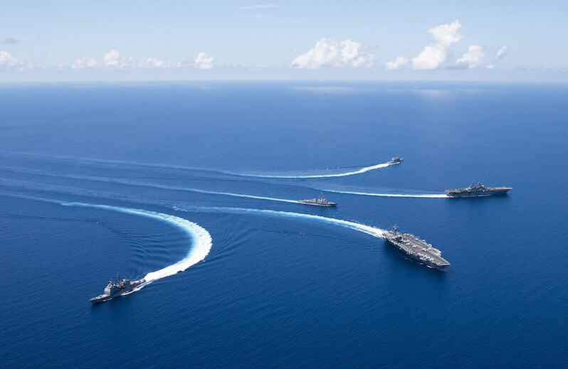U.S. Navy ships in the South China Sea, October 2019. <br>CREDIT: <a href="https://www.flickr.com/photos/compacflt/48854834982">U.S. Navy photo by Mass Communication Specialist 2nd Class Erwin Jacob V. Miciano</a> <a href="https://creativecommons.org/licenses/by-nc/2.0/">(CC)</a>.