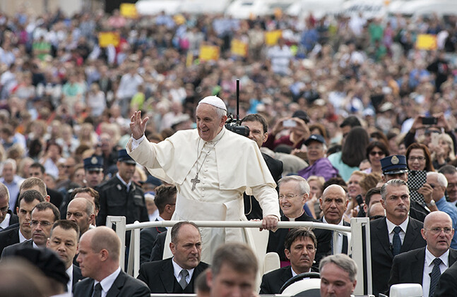 CREDIT: <a href="http://www.shutterstock.com/pic-225437089/stock-photo-vatican-city-vatican-october-pope-francis-greets-the-pilgrims-during-his-weekly-general.html">Shutterstock</a>