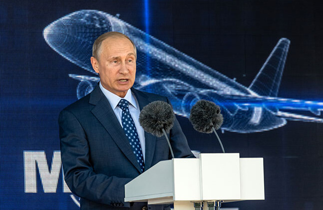 CREDIT: <a href="http://www.shutterstock.com/pic-311067200/stock-photo-moscow-russia-august-vladimir-putin-president-of-russia-at-the-international-aviation-and.html">Shutterstock</a>