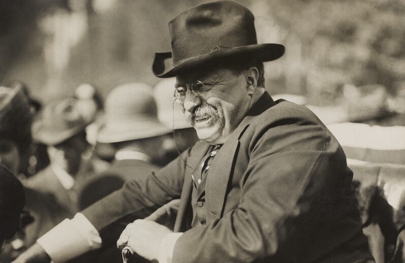Teddy Roosevelt in 1910. CREDIT: <a href="https://commons.wikimedia.org/wiki/File:TR_smiling_in_automobile.tif">American Press Association / Public Domain</a>