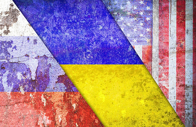 <a href="http://www.shutterstock.com/pic-179838182/stock-photo-ukraine-united-states-america-russia-flag-grunge-vintage-retro-style.html">Russian, Ukrainian, American flags</a> via Shutterstock