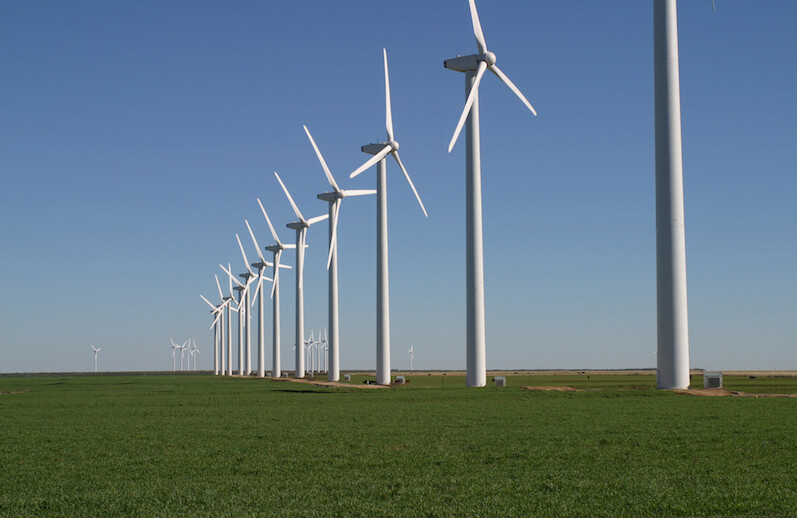 Brazos Wind Farm near Fluvanna, Texas. CREDIT: <a href="https://commons.wikimedia.org/wiki/File:GreenMountainWindFarm_Fluvanna_2004.jpg">Leaflet</a>