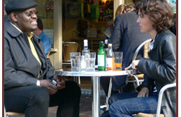 John Githongo in discussion with Michela Wrong. <br>Photo by Peter Chappell.