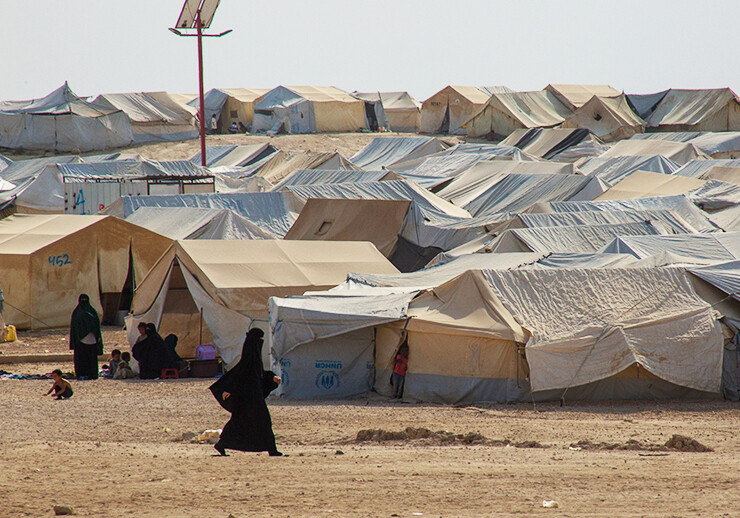 Al-Hol camp in Northeastern Syria, October 2019. CREDIT: <a href="https://commons.wikimedia.org/wiki/File:VOA_in_Al-Hol_Camp,_Syria,_17_October_2019.jpg">Voice of America/Public Domain</a>