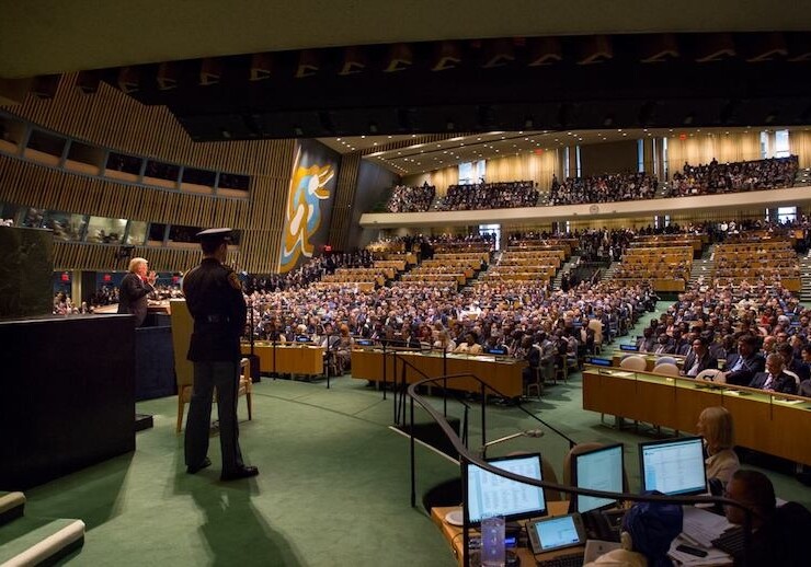 Donald Trump at the 72nd United Nations General Assembly, September 2017. CREDIT: <a href="https://www.flickr.com/photos/whitehouse/36747060754/">The White House/Public Domain</a>