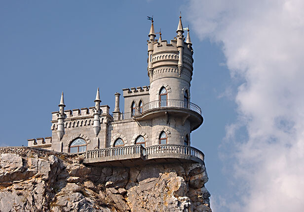 <a href="http://www.shutterstock.com/pic.mhtml?id=178530797">The Swallow's Nest, Yalta, Crimea, Ukraine</a> via Shutterstock