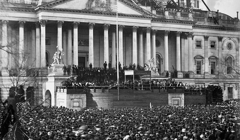Inauguration of President Abraham Lincoln, March 4, 1861. CREDIT: <a href=https://commons.wikimedia.org/wiki/File:Abraham_Lincoln_inauguration_1861.jpg>Library of Congress (CC)</a>.