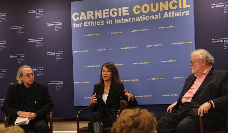 L to R: Roger Berkowitz, Amy Chua, Walter Russell Mead. CREDIT: Amanda Ghanooni.