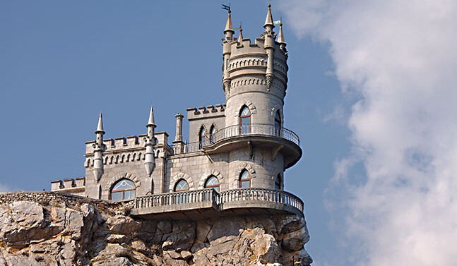 <a href="http://www.shutterstock.com/pic.mhtml?id=178530797">The Swallow's Nest, Yalta, Crimea, Ukraine</a> via Shutterstock